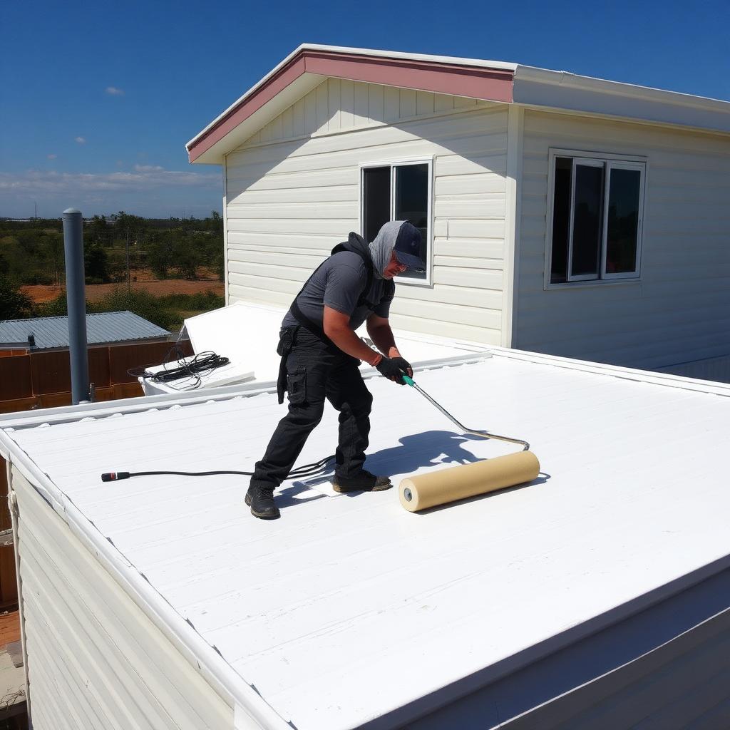 mobile home roof repair products applied to a metal mobile home roof