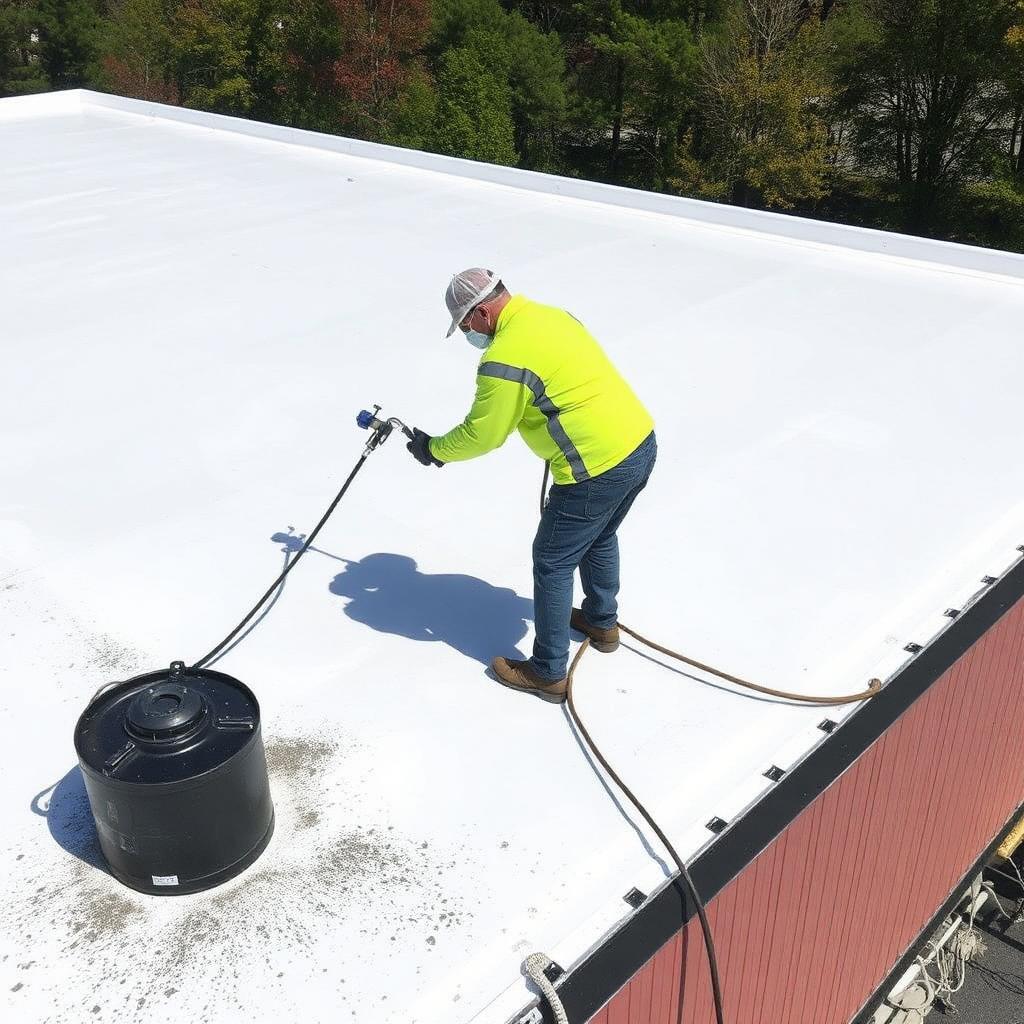spray foam roofing Erie PA applied to a commercial flat roof