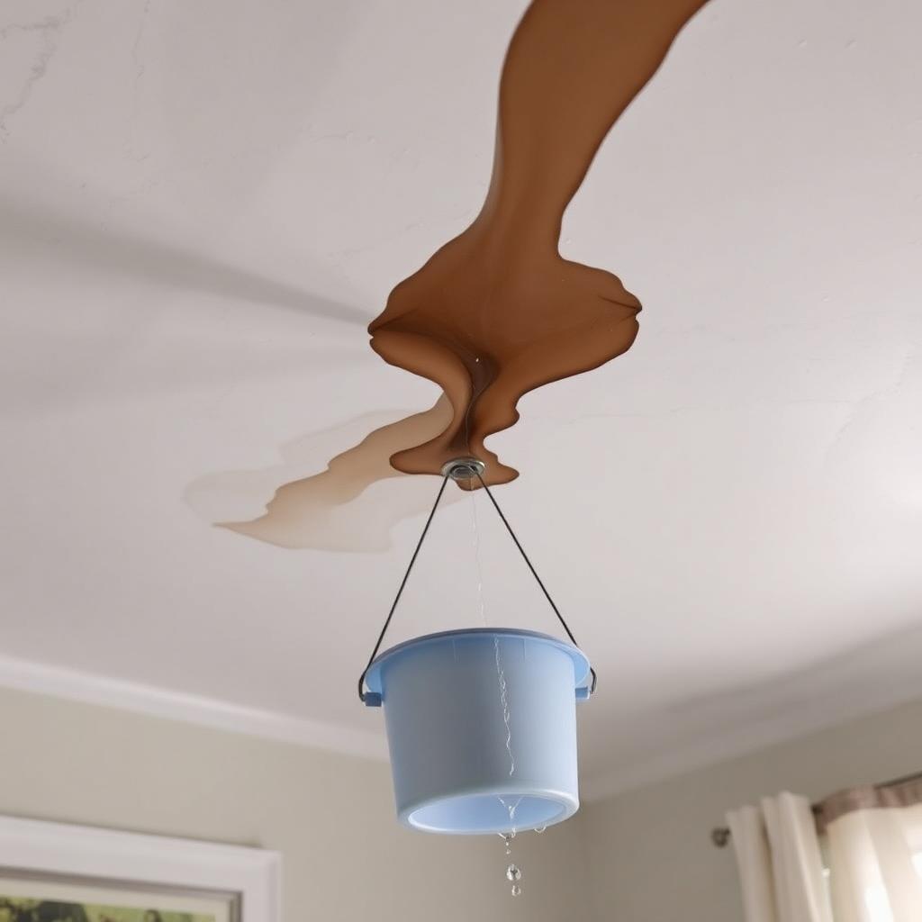 water damage from roof leak — ceiling stain in a Pennsylvania home