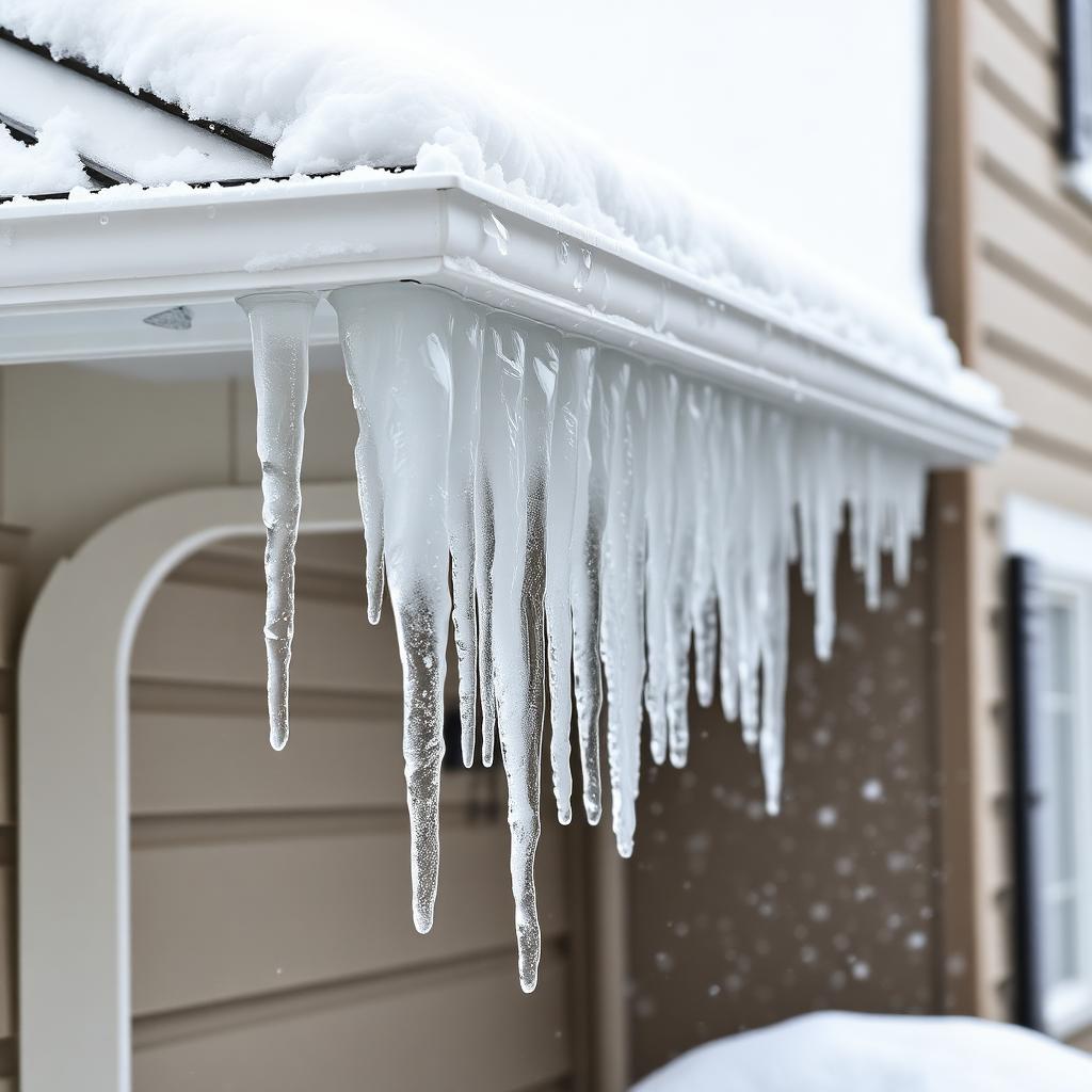 what causes ice dams on roofs — icicles and ice buildup on a PA home